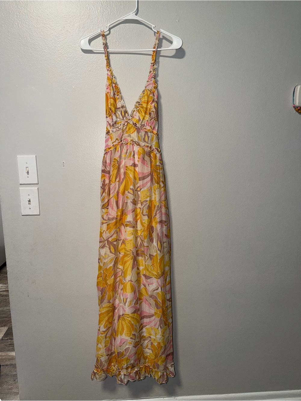 Versona Yellow Pink Floral Maxi Dress